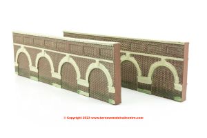 R7388 Hornby Skaledale Low Level Arched Retaining Walls x2 Red Brick