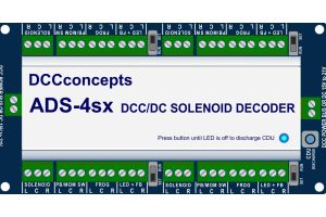 DCD-ADS-4SX DCC Concepts Accessory Decoder CDU Solenoid Drive SX 4-Way with Power-Off Memory and Protective Case