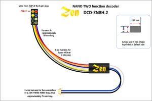 DCD-ZN8H.2 DCC Concepts Zen Black Decoder Super THIN NANO 8 Pin with harness  2 Function