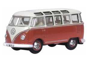 NVWS001 Oxford Diecast VW T1 Samba Bus Sealing Wax RedBeige Grey