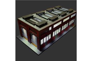 LS-035 Proses O Scale Dual Road Engine Shed with motorised doors