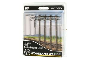 US2266 Woodland Scenics Utility System - Double Crossbar Pre-wired Poles