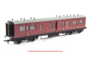 39-883 Bachmann LNWR 50ft Arc Roof Brake Third Corridor Coach number 6080 - LMS Crimson Lake