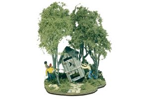 M108 Woodland Scenics Outhouse Mischief Kit - kids messing about