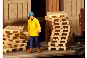 Pack of 12 pallets ready to place on your model railway.  This kit contains 12 single parts in 1 colour and detailed building instructions.