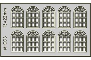 W-003 Proses 10 pcs 13X22mm 14 Pane Arched Windows HOOO