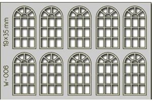 W-006 Proses 10 pcs 19X35mm 14 Pane Arched Windows HOOO